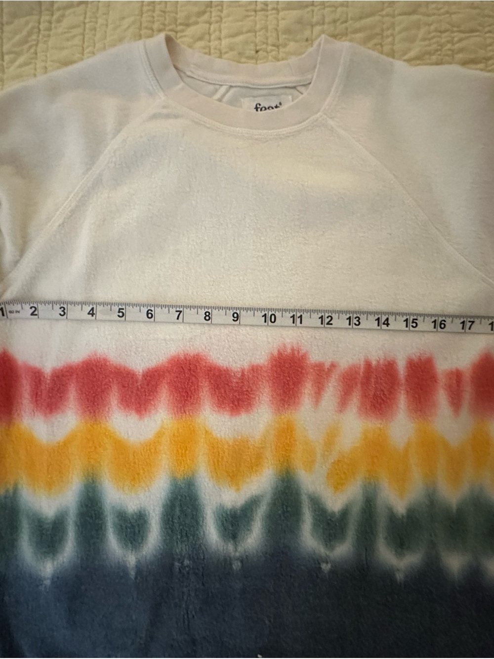 Crewneck Tie-Dye Stripe Sweatshirt in White with Red, Yellow & Blue - Picture 5 of 8